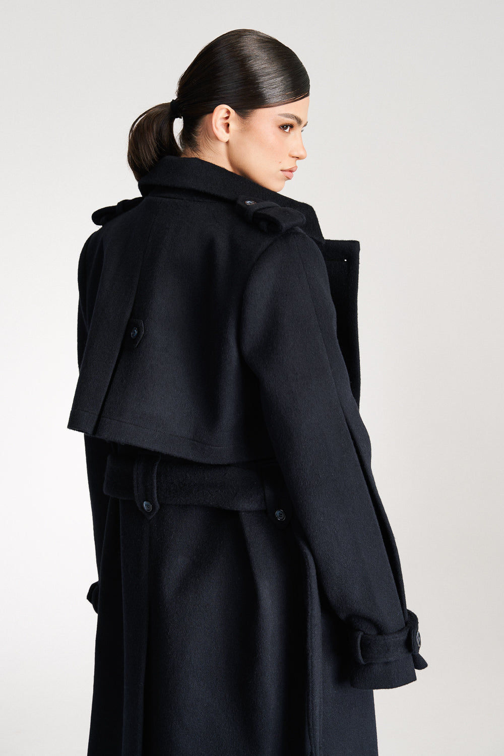 Safiyya Belted Double Breasted Wool Trench Coat Other Theory