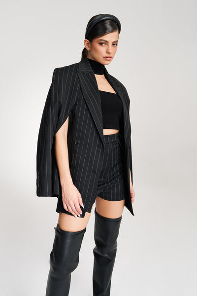 ‘Ava‘ Pinstriped Double-Breasted Crepe Blazer