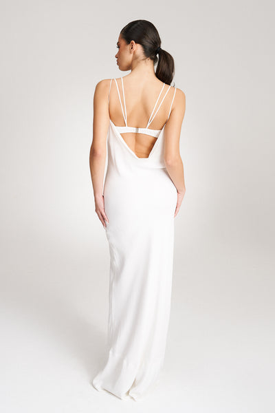 'Thalia' White silk gown