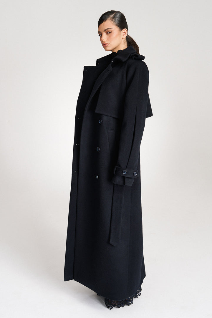 Safiyya Belted Double Breasted Wool Trench Coat Other Theory