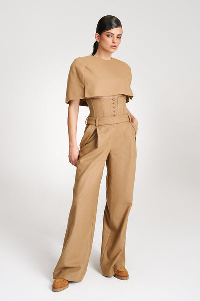 'TAMMY' PLEATED WIDE-LEG CORSET TROUSERS