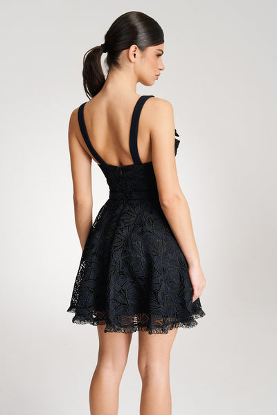 'Elise' Navy and Black Lace Mini Dress