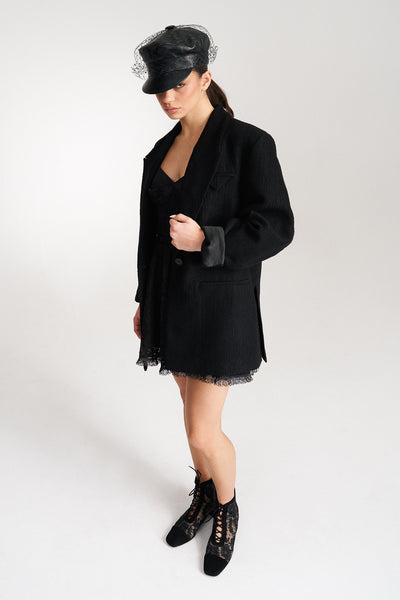 'Scarlett' Black Oversized Tuxedo Blazer