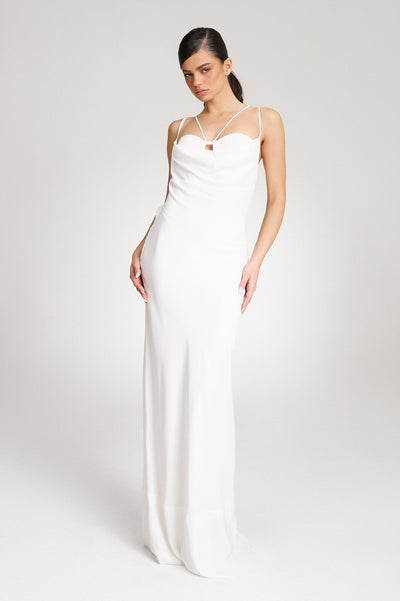 'Thalia' White silk gown