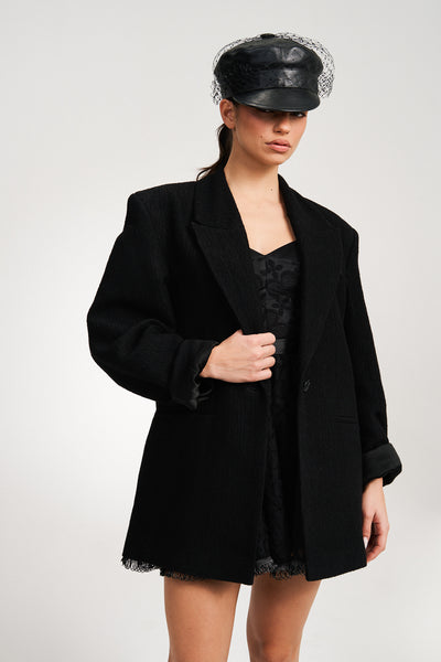'Scarlett' Black Oversized Tuxedo Blazer
