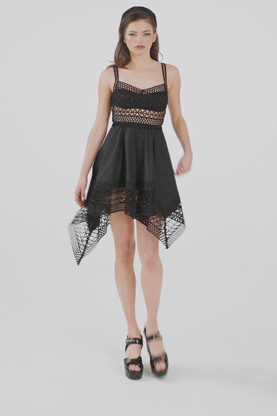 'RYLEE' Lace-Trimmed Poplin Mini Dress