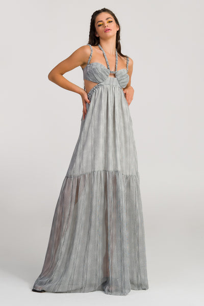 Lillian  Multi Silk flared maxi dress