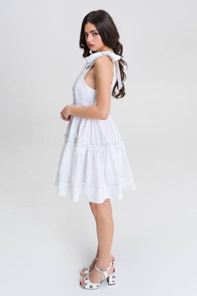 Claire White Linen Corset Dress