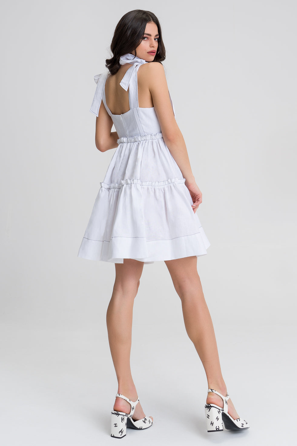 Claire White Linen Corset Dress