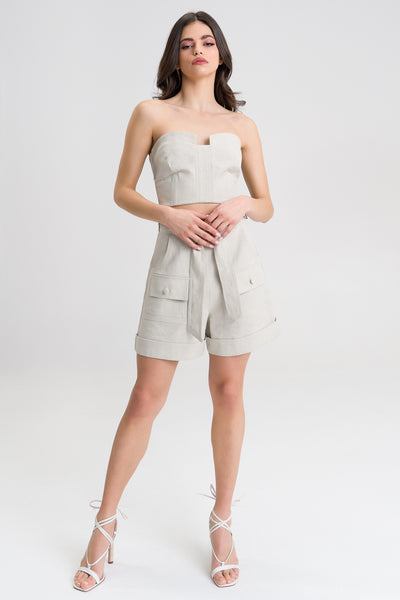 Ruby Cream Structured linen shorts