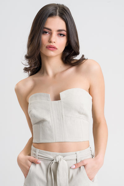 Cami Cream Linen structured corset top