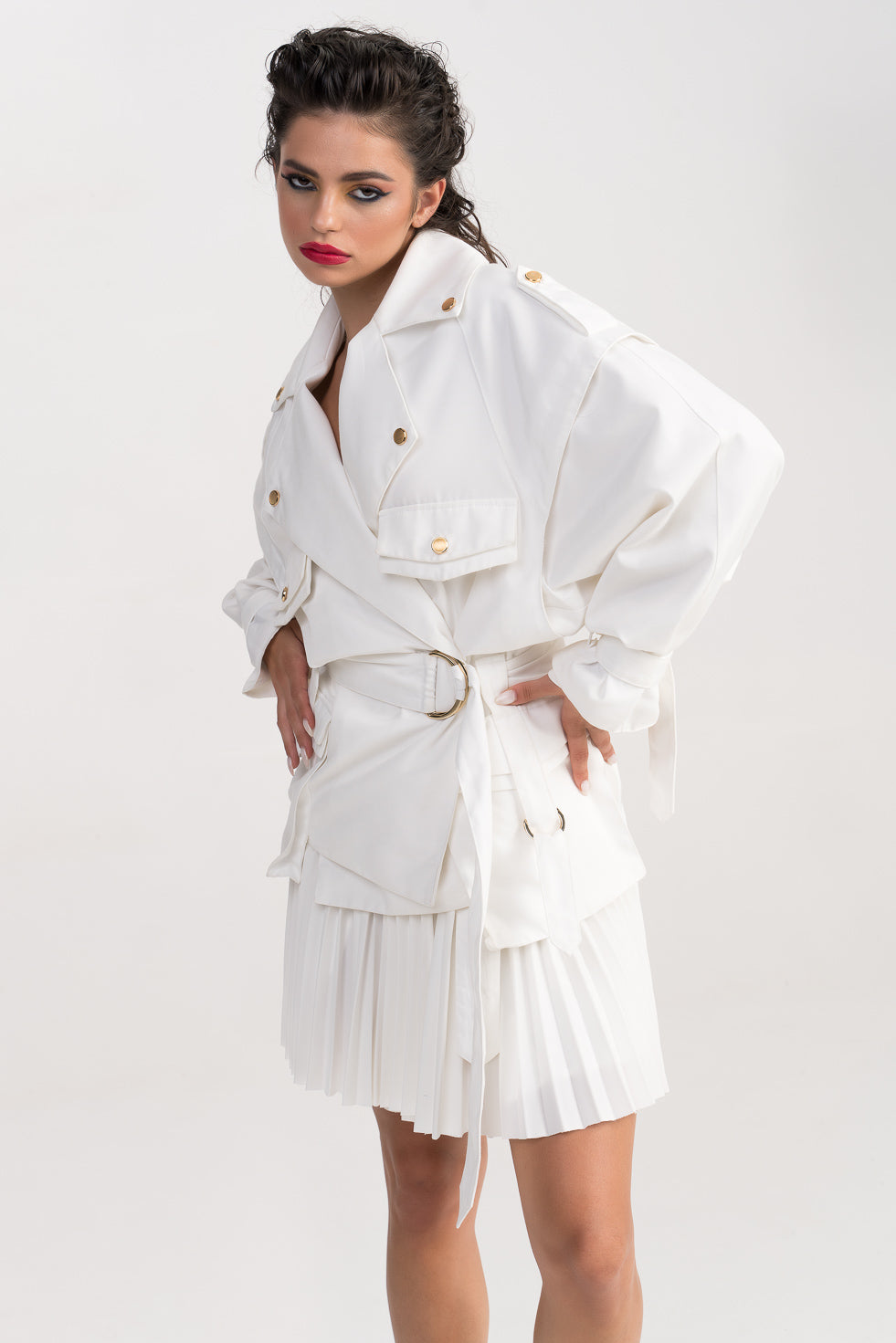 'Roxana' Off-White Cotton-Organza Jacket