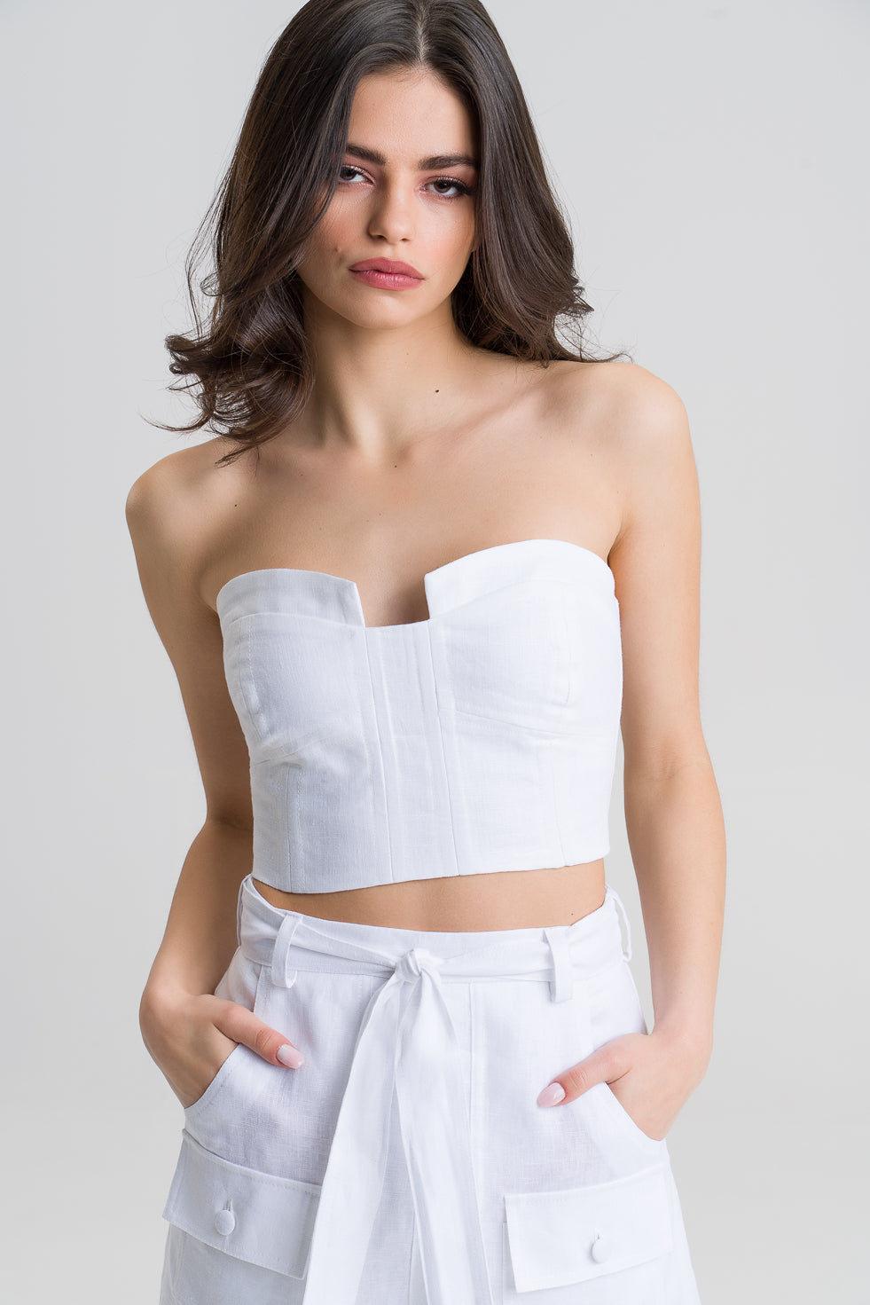 Cami  White Linen structured corset top