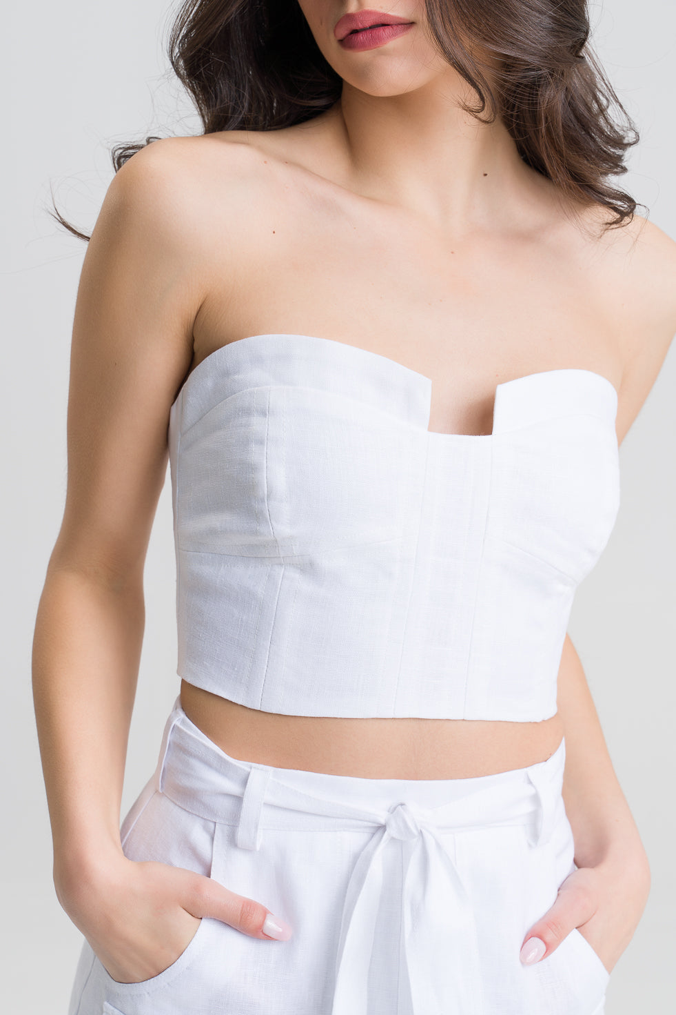 Cami White Linen structured corset top – Other Theory