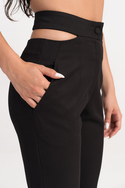 'Clare' cutout waist flared throusers