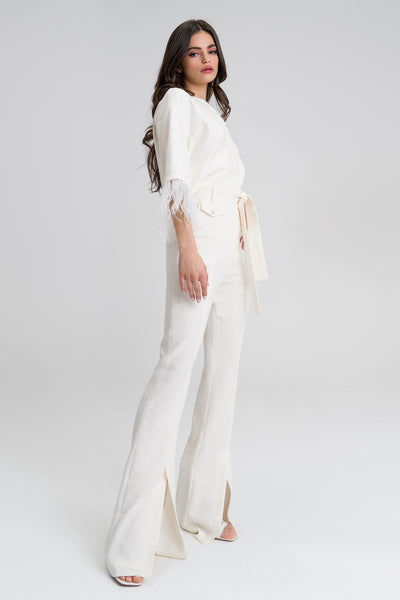 Alicia  White Silk Feather blouse