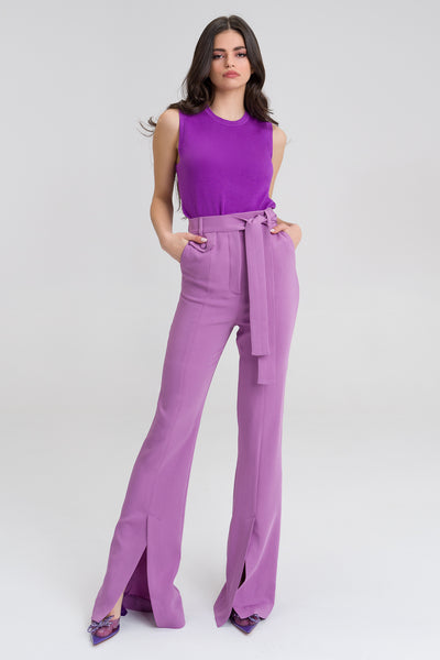 Lora  Purple Cotton blend suit pants
