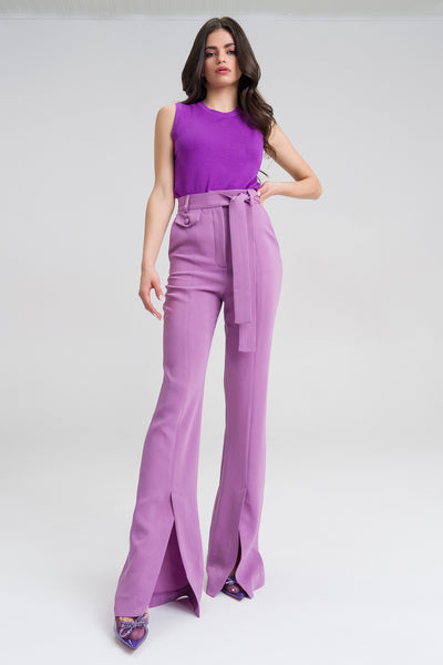 Lora  Purple Cotton blend suit pants