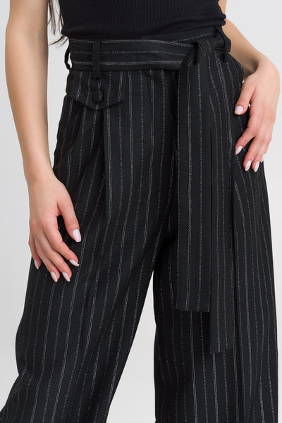 Madelyn  Black Cotton structured suit metallic pants