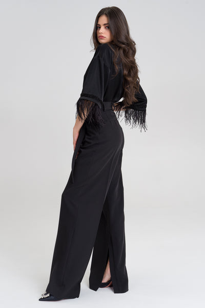 Alicia Black Silk Feather blouse