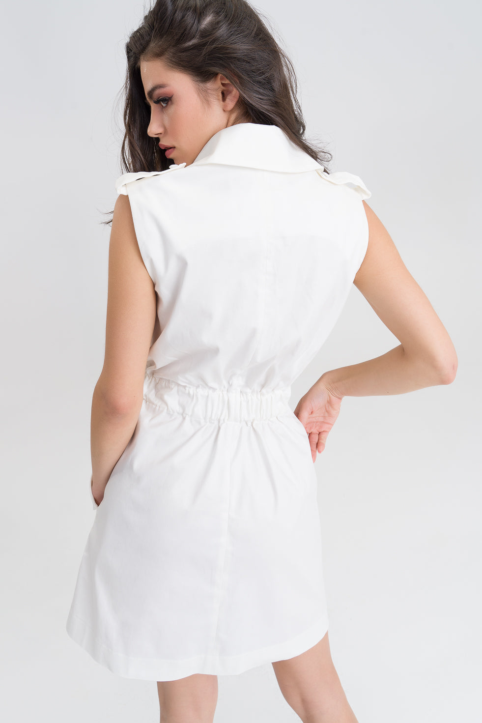 Victoria White Cotton blend pocket dress