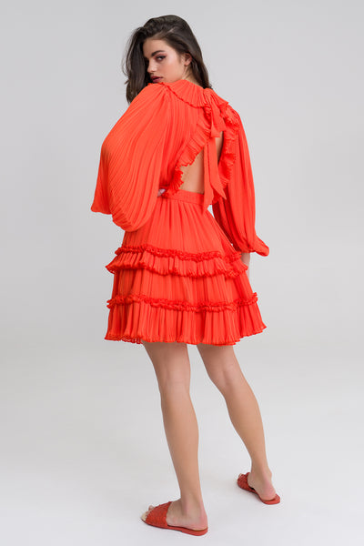 Kasey Orange Mini Ruffel Dress