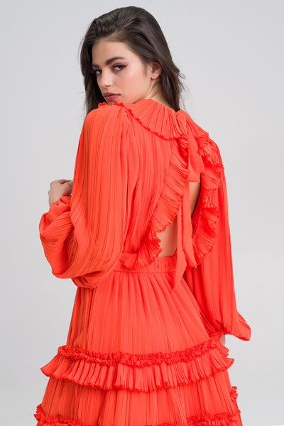 Kasey Orange Mini Ruffel Dress