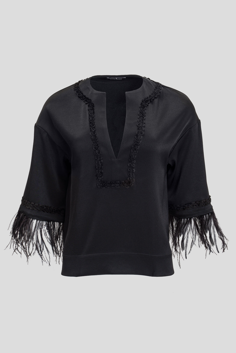 Alicia Black Silk Feather blouse