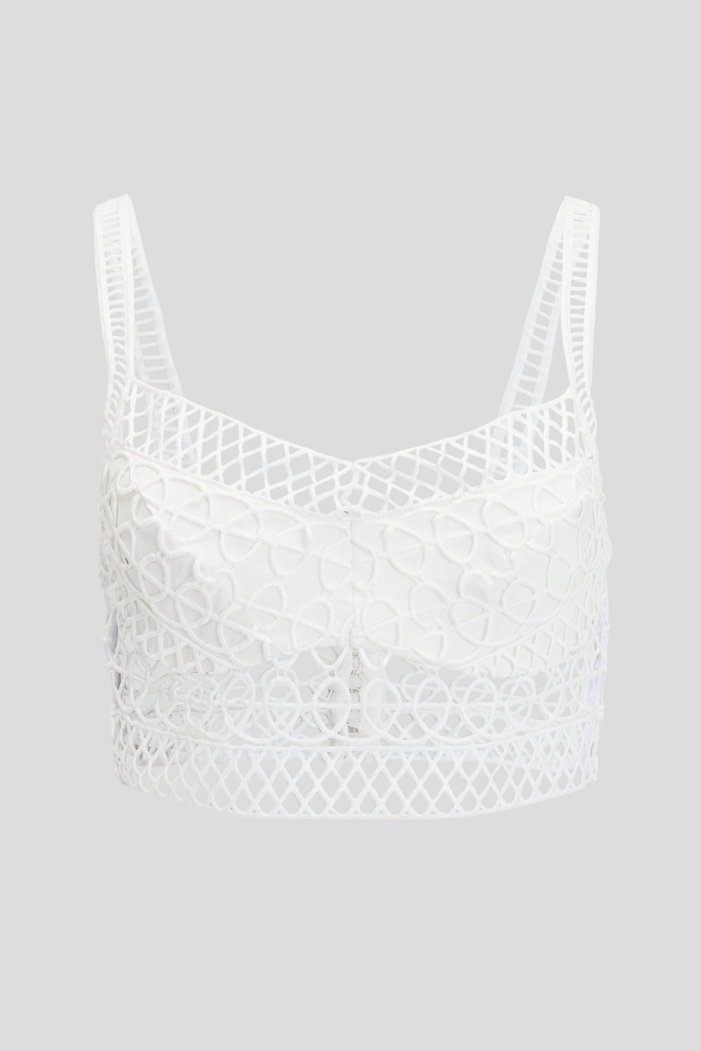 Rima White Cotton blend embroided bustier top