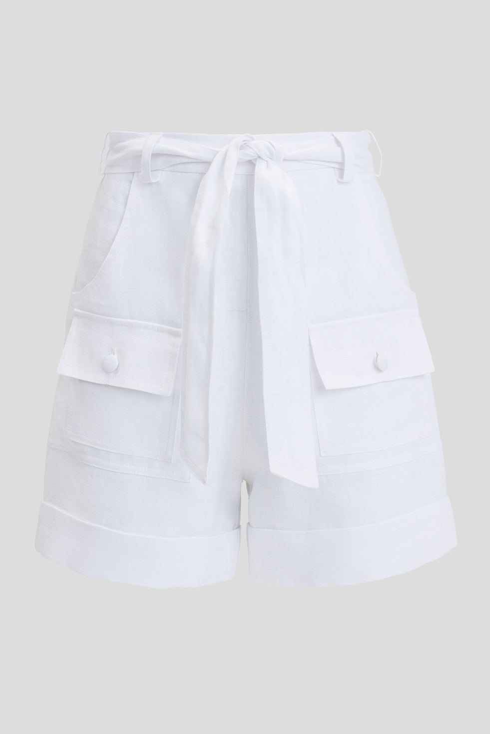 Ruby  White Structured linen shorts