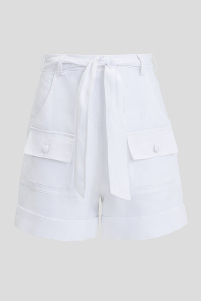 Ruby  White Structured linen shorts