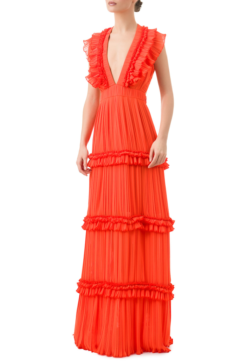 Penelope Orange Maxi Ruffel Dress