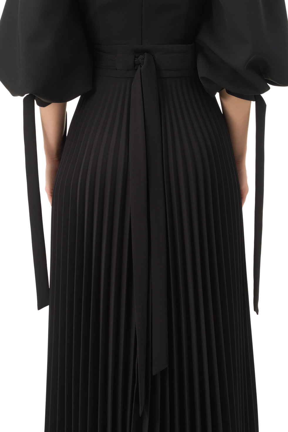 Tammarra Black Asymmetric Pleated Long Skirt