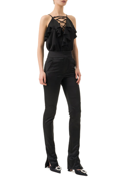 Xenia Black Silk Trousers