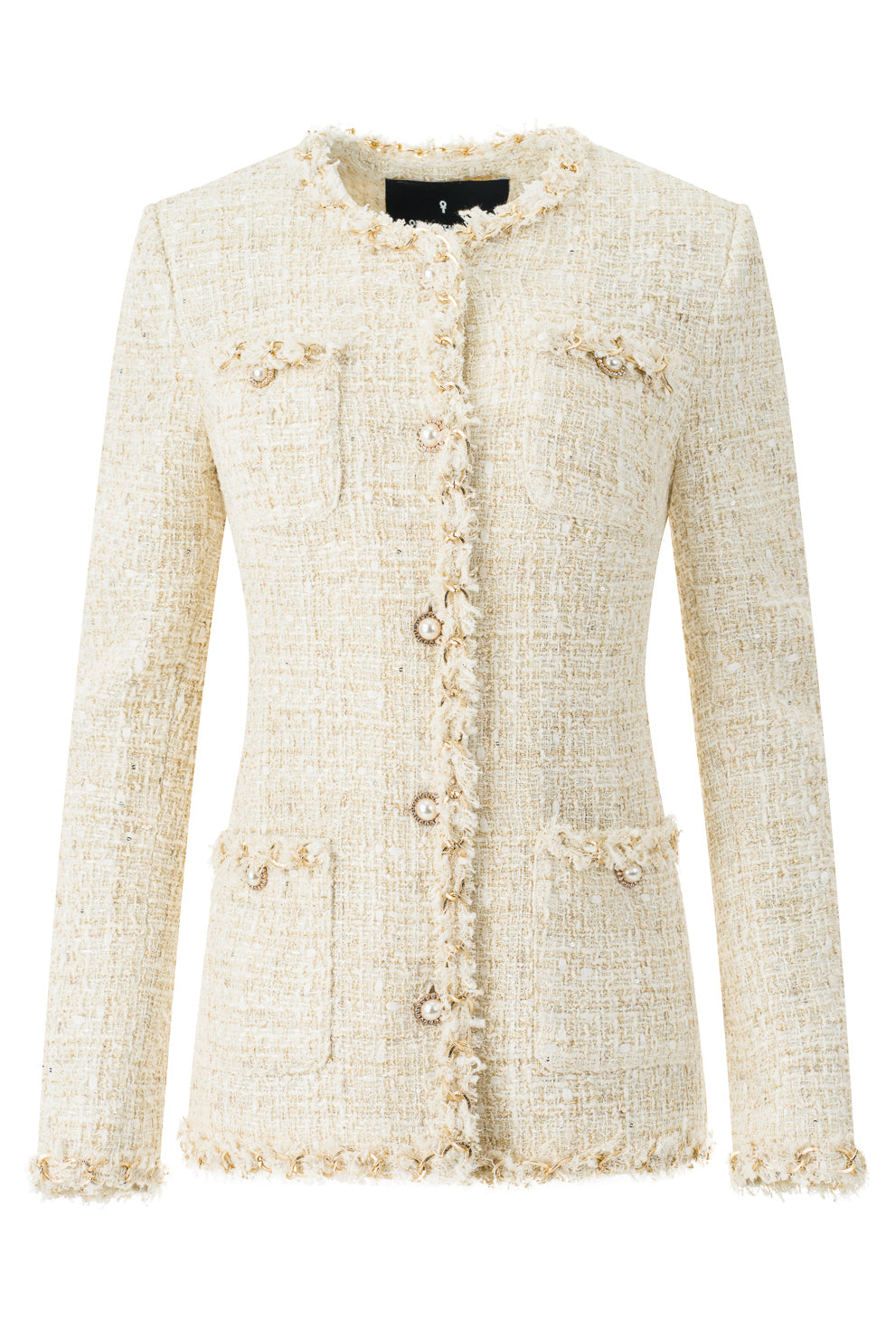 Gween Beige Golden Tweed Jacket