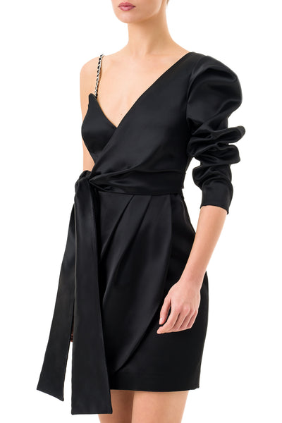 'Arya' Black One-Shoulder Mini Dress