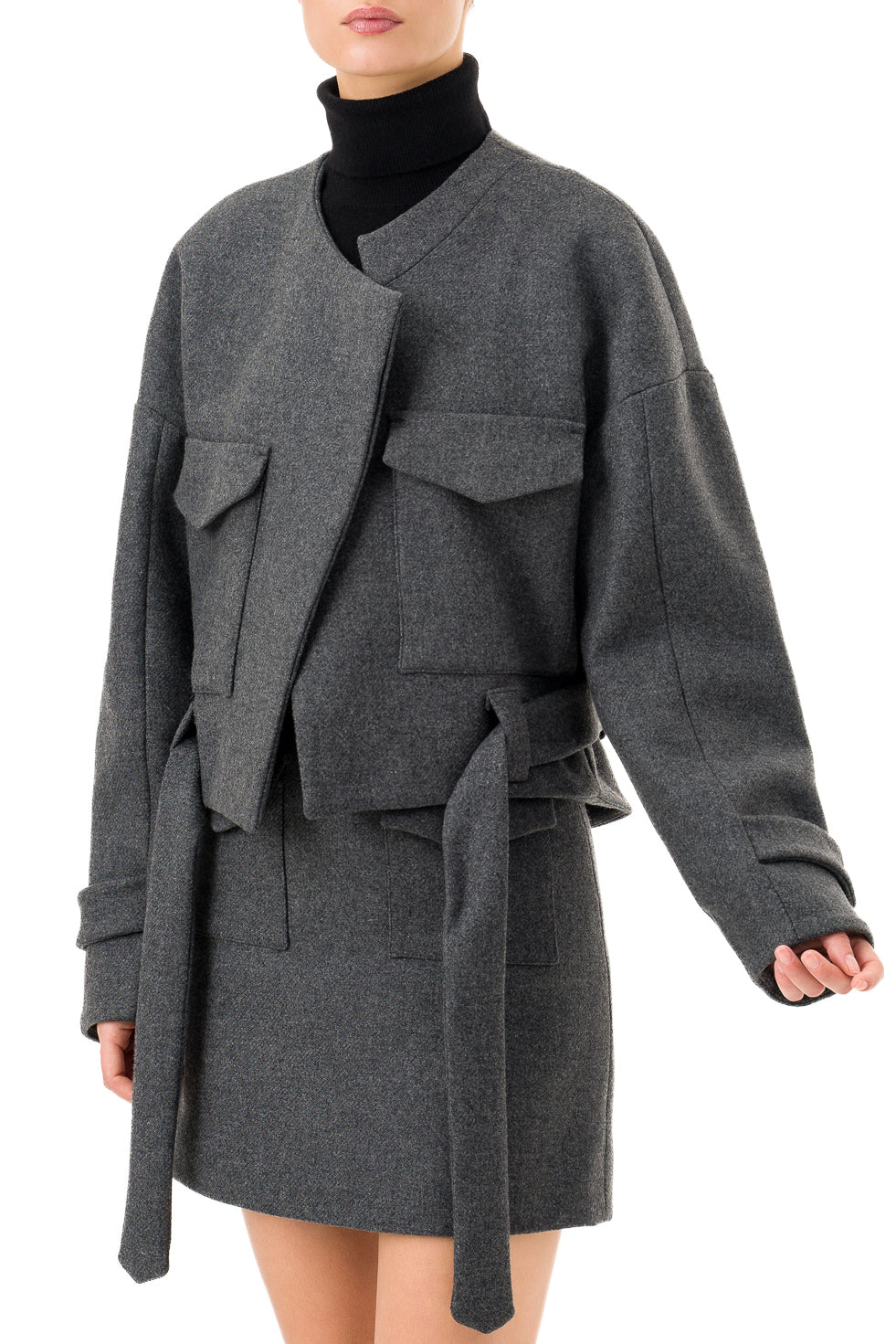 'Isabella' Grey Cropped Boxy Coat