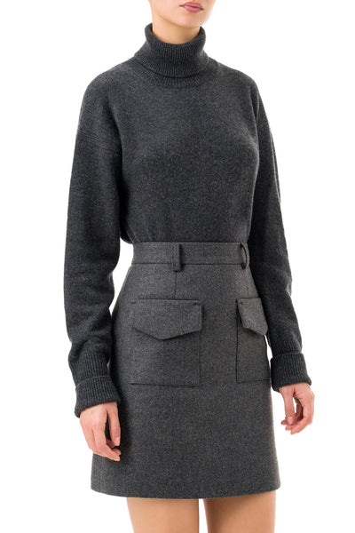'Emma' Grey Wool Mini Skirt
