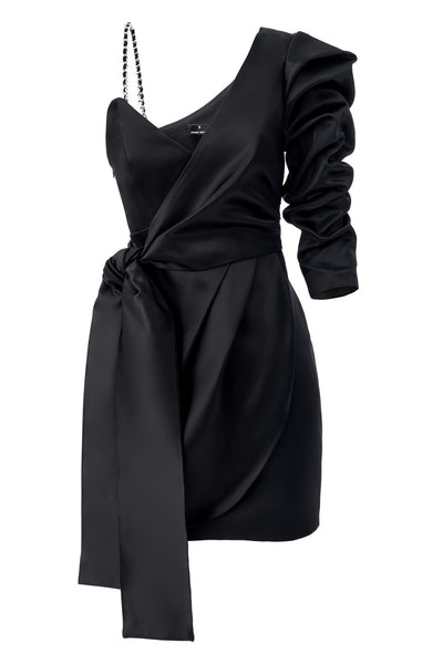 'Arya' Black One-Shoulder Mini Dress