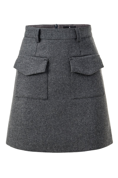 'Emma' Grey Wool Mini Skirt