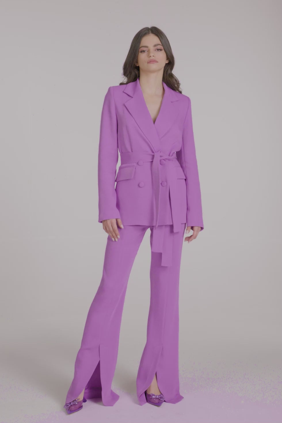 Iro  Purple Cotton blend embellished suit blazer