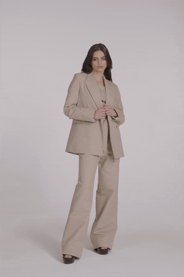 Gianna  Beige Linen Oversized suit Blazer