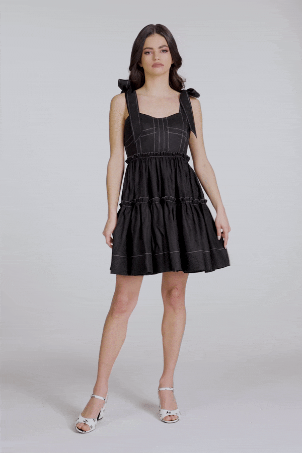 Claire Black Linen Corset Dress
