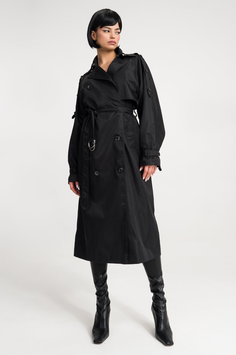 ‘Constance‘ DETACHABLE FLOWER DOUBLE-BREASTED TRENCH COAT
