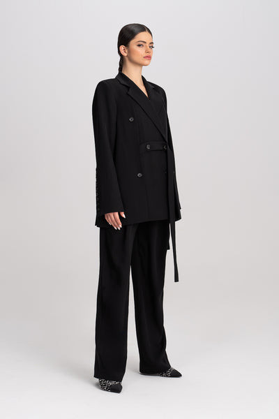’Nahla’ Black Oversized Double-Breasted Suit Blazer