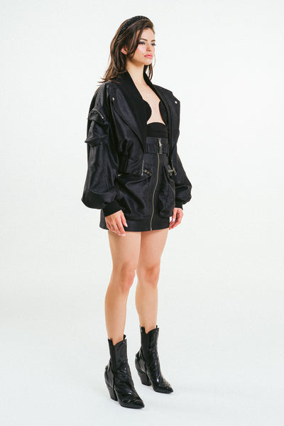 'AMI'  Cropped Trimmed Shell Cargo Bomber