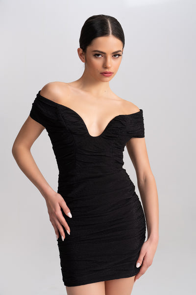 ‘Solange’ Off-The-Shoulder Ruched Mini Dress