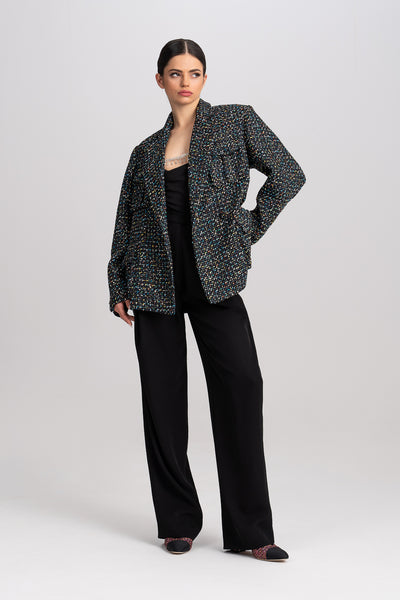 'Samara' Metallic Tweed And Sequins-Embellished Blazer
