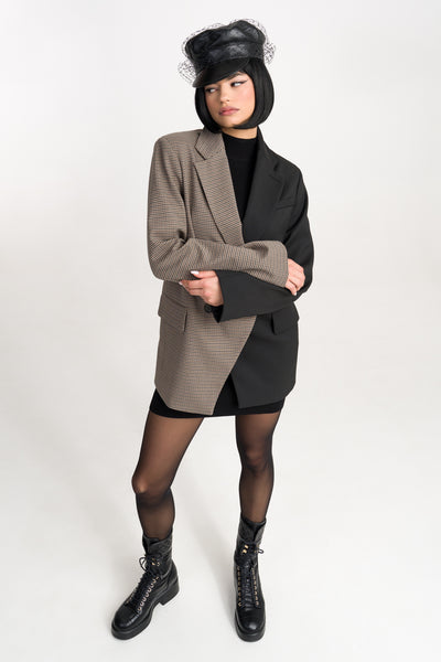 'Vivian' Two-Tone Oversized Wool-Blend Blazer