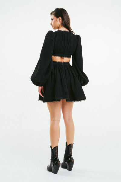 'NIA' Crochet-Trimmed Cutout Mini Dress